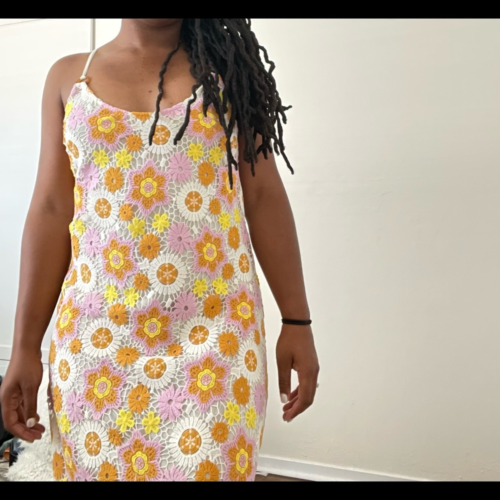 Zara crochet detail midi dress size medium